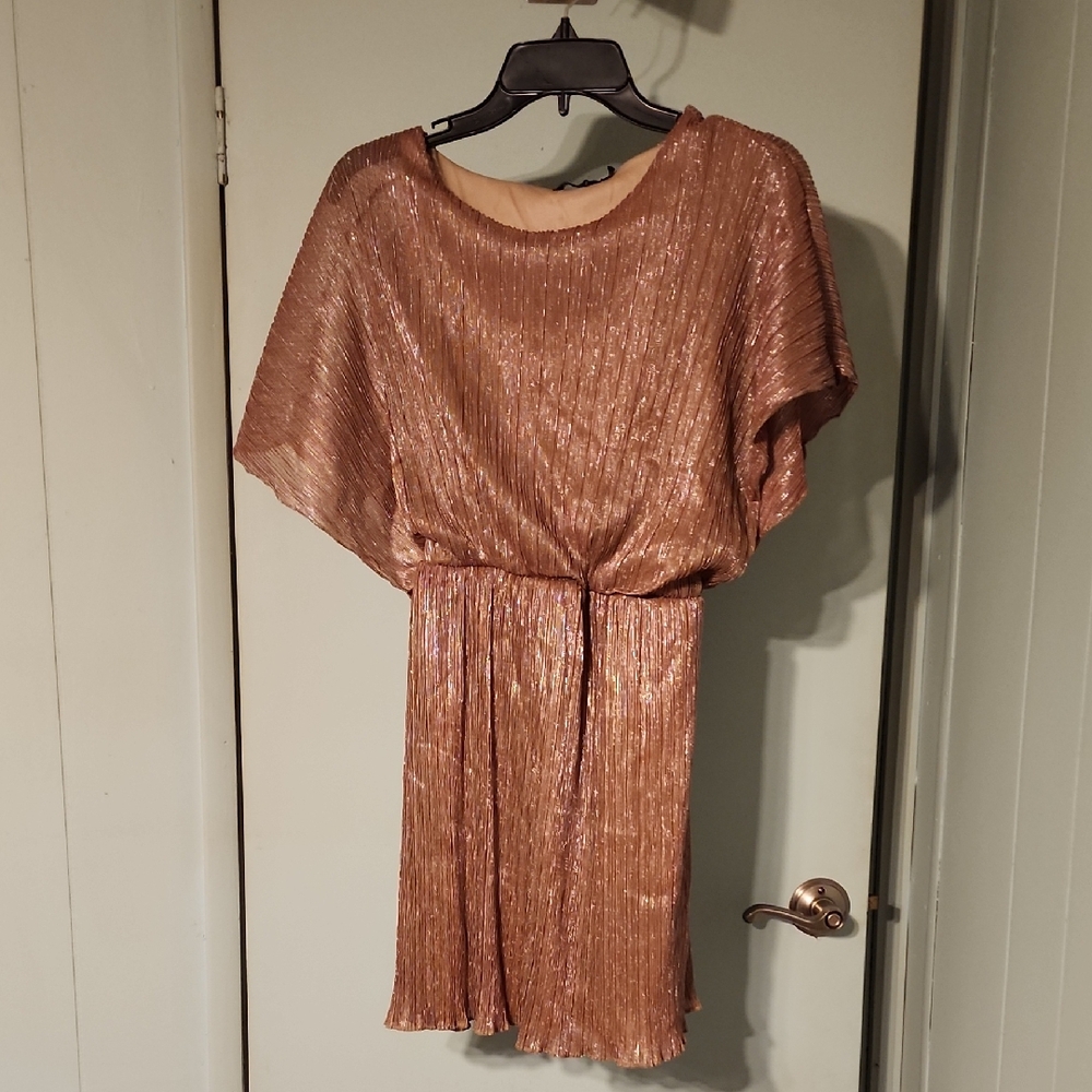 Boohoo Shimmering Bronze Mini Dress